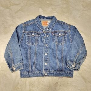 Vintage Levis kids denim jacket 1990s 2000s Y2k girl boy Size 7 retro red tab